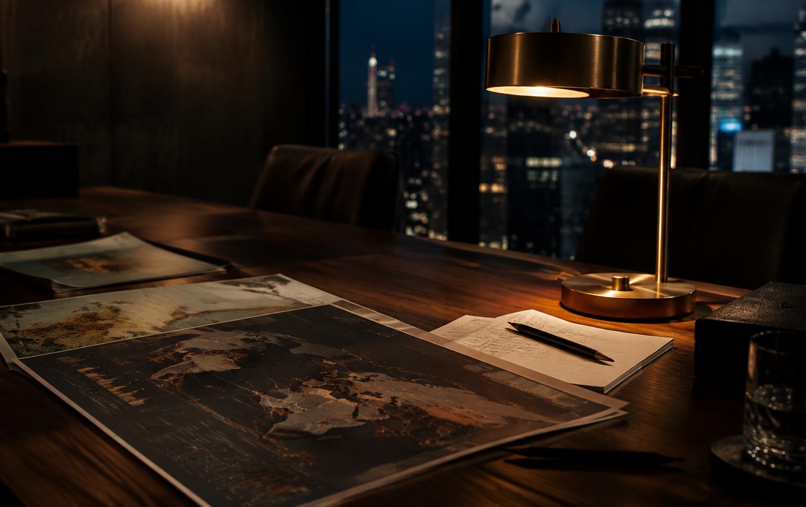 Commercial plans on a boardroom table
